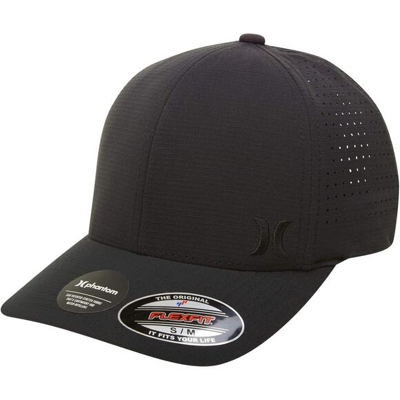 Hurley Men's Hat Phantom Ripstop Water Repellent Flex Fit Cap in S/M Black - Picture 1 of 5
